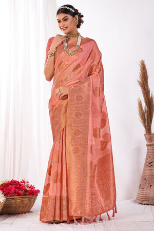 Flamingo Pink Banarasi Saree