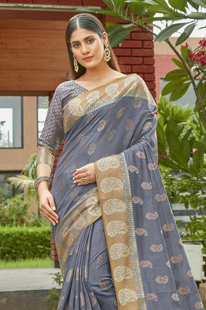 Flint Grey Banarasi Saree