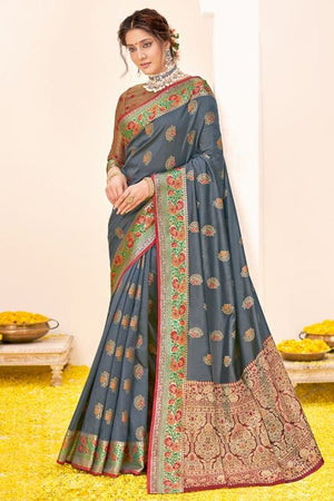 Flint Grey Banarasi Saree