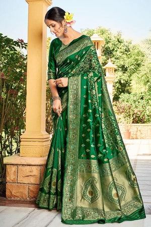 Forest Green Banarasi Saree