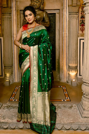 Forest Green Banarasi Saree