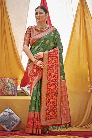 Forest Green Banarasi Saree