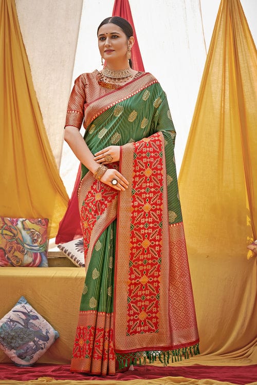 green banarasi saree