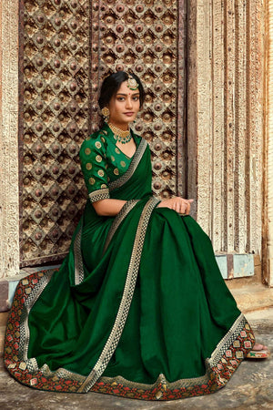 green banarasi saree