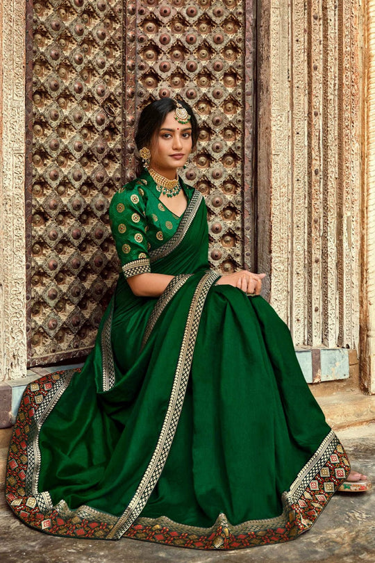 green banarasi saree