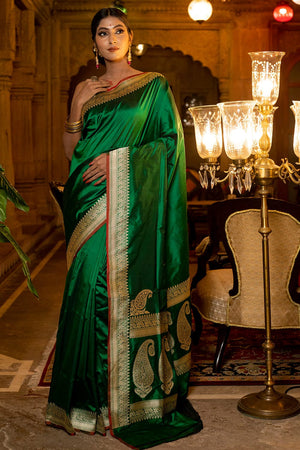 Forest Green Banarasi Saree