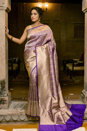 French Violet Banarasi Saree