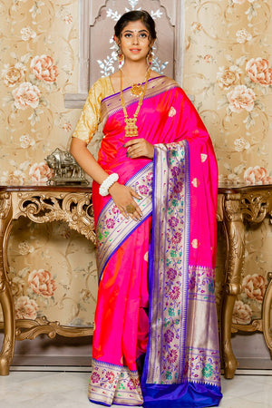 Fuschia Pink Banarasi Saree