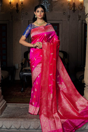 Fuschia Pink Banarasi Saree