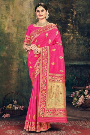Fuscia Pink Banarasi Saree