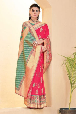 Fuscia Pink Banarasi Saree