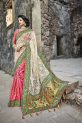 Banarasi Saree Fuscia Pink Banarasi Saree With Brocade Blouse And Net Pallu saree online