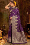 Banarasi Saree Gam Purple Zari Woven Banarasi Saree saree online