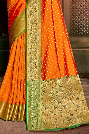 Banarasi Saree Gold Orange Zari Woven Banarasi Saree saree online