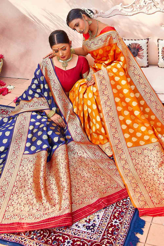 Banarasi Saree Gold Yellow Zari Butta Woven Banarasi Saree saree online