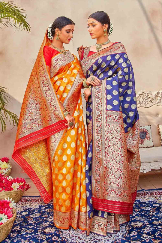 Banarasi Saree Gold Yellow Zari Butta Woven Banarasi Saree saree online