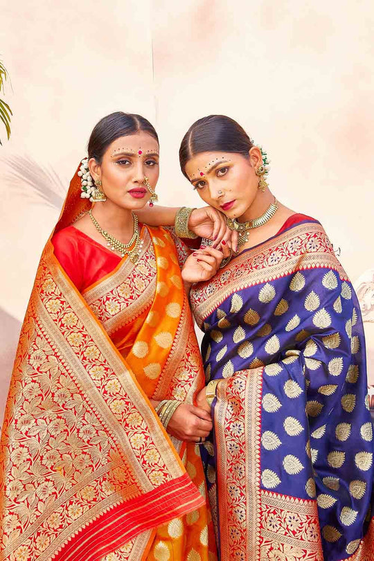 Banarasi Saree Gold Yellow Zari Butta Woven Banarasi Saree saree online