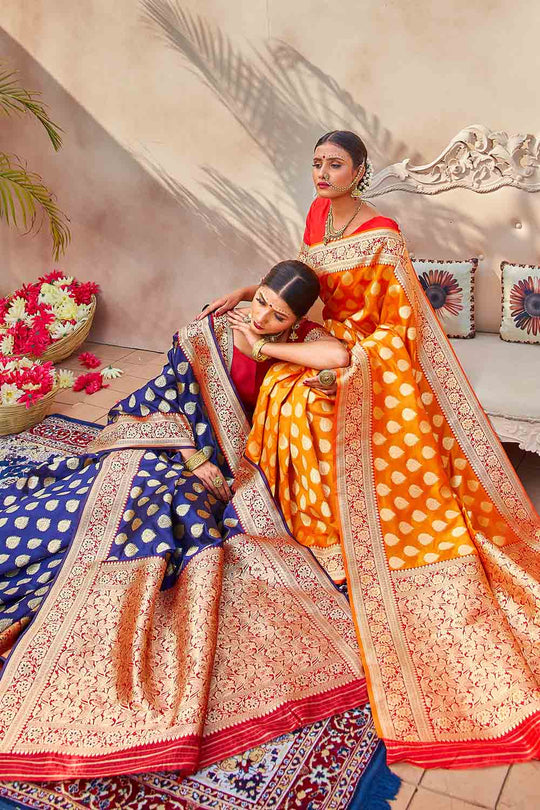 Banarasi Saree Gold Yellow Zari Butta Woven Banarasi Saree saree online