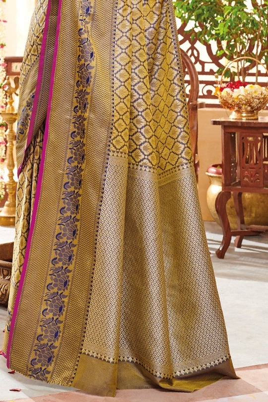 Banarasi Saree Golden Blue Zari Woven Banarasi Saree saree online