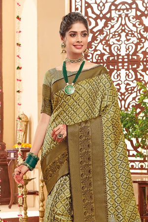 Golden Brown Zari Woven Banarasi Saree
