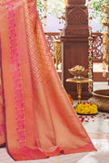 Banarasi Saree Golden Pink Zari Woven Banarasi Saree saree online