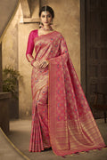 Banarasi Saree Golden Pink Zari Woven Banarasi Saree saree online
