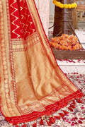 Banarasi Saree Gorgeous Cherry Red Banarasi  Saree saree online