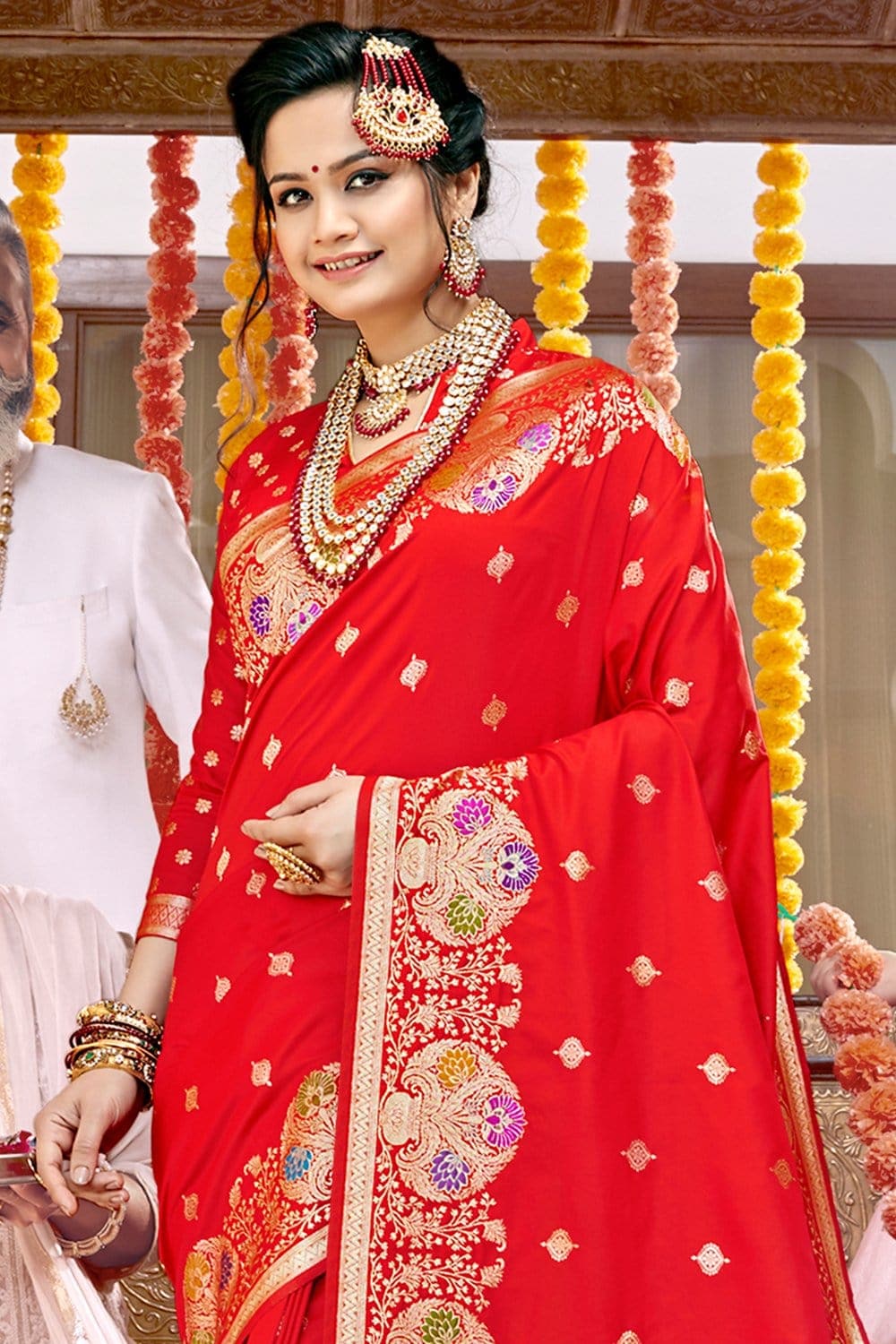 Buy Red Sarees for Women by GRIVA DESIGNER Online | Ajio.com