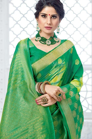 Gorgeous Jade Green Banarasi Saree