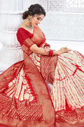 Banarasi Saree Gorgeous Red,White Banarasi Saree saree online