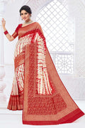 Banarasi Saree Gorgeous Red,White Banarasi Saree saree online