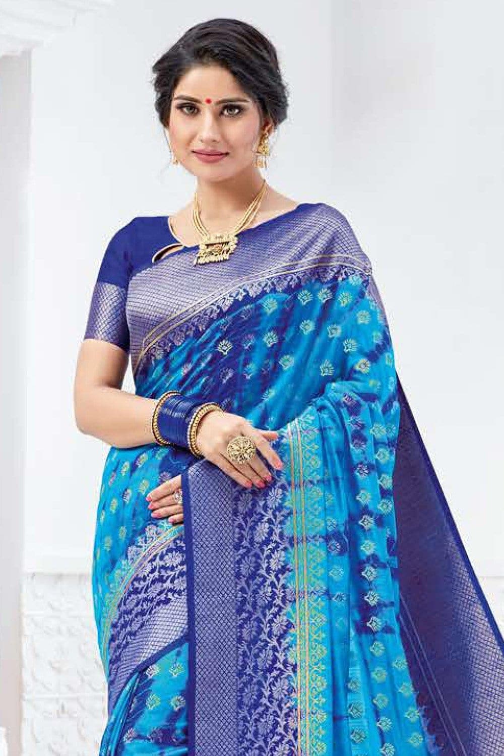 Banarasi Saree Gorgeous Shades Of Blue Banarasi Saree saree online