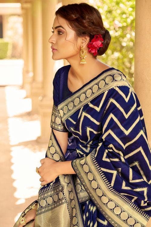blue silk saree
