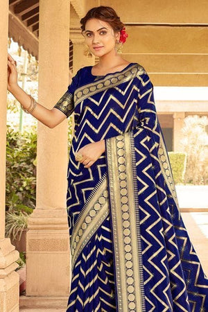 Grape Blue Banarasi Saree