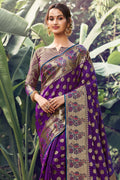 Grape Purple Banarasi Saree