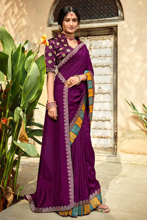 Grape Purple Banarasi Saree