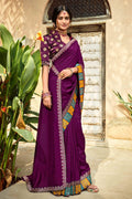 purple banarasi saree