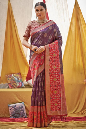 Grape Purple Banarasi Saree