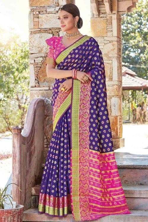 Grape Purple Butta Banarasi Saree