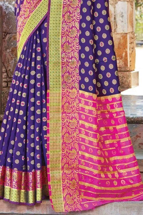 Grape Purple Butta Banarasi Saree