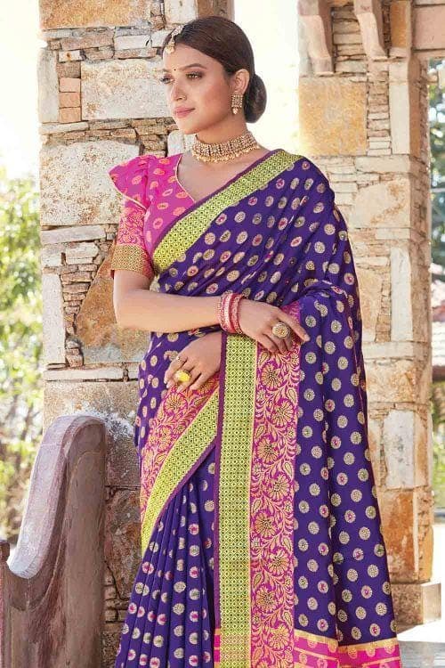 Grape Purple Butta Banarasi Saree