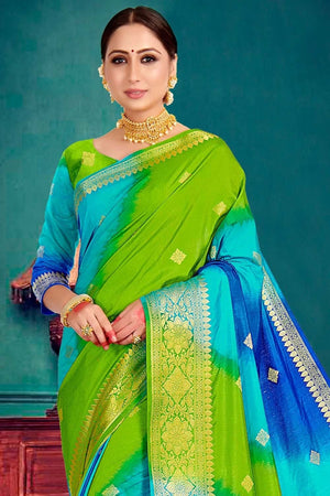 Green And Blue Banarasi Saree