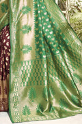 Banarasi saree Green And Brown Dual Toned Paithnai Saree saree online