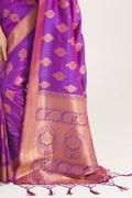 Heart Purple Zari Butta Woven Banarasi Saree