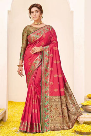 Hibiscus Pink Banarasi Saree