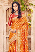 Banarasi Saree Honey Orange Small Butta Woven Banarasi Saree saree online