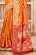 Banarasi Saree Honey Orange Small Butta Woven Banarasi Saree saree online