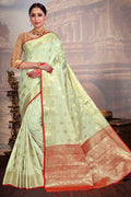 Banarasi Saree Honeydew Cream Zari Butta Saree saree online