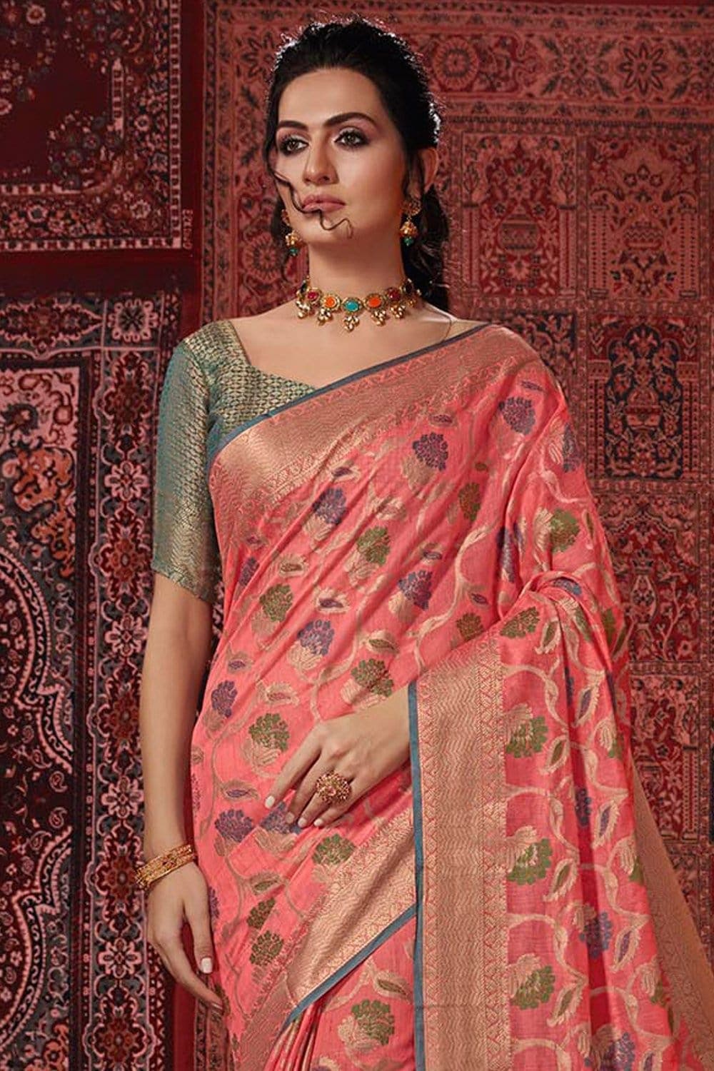Banarasi Saree Hot Pink Banarasi Cotton Saree saree online