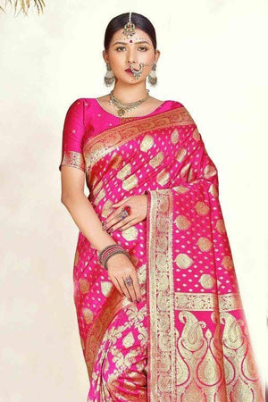Hot Pink Banarasi Saree